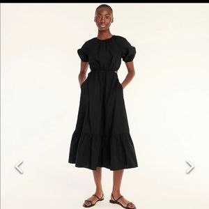 J crew side cutout poplin dress black